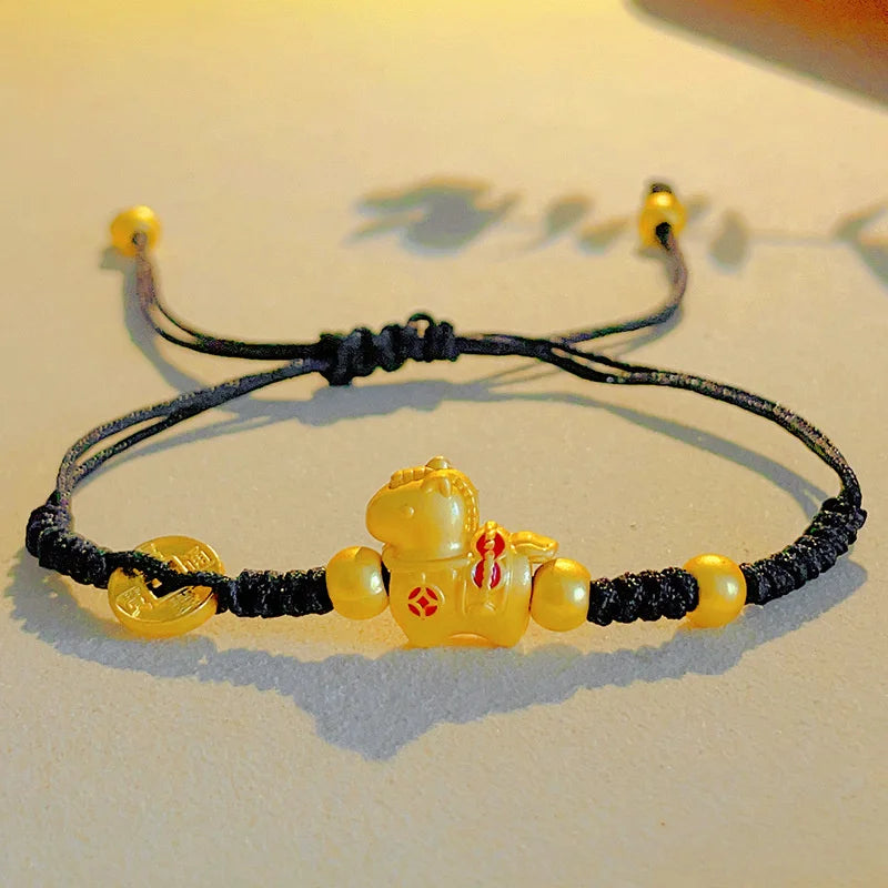 2026 Horse Year Red Lucky Braided Rope Bracelet For Women Chinese Style Horse Beaded Bracelets New Year Blessing Jewelry Gifts