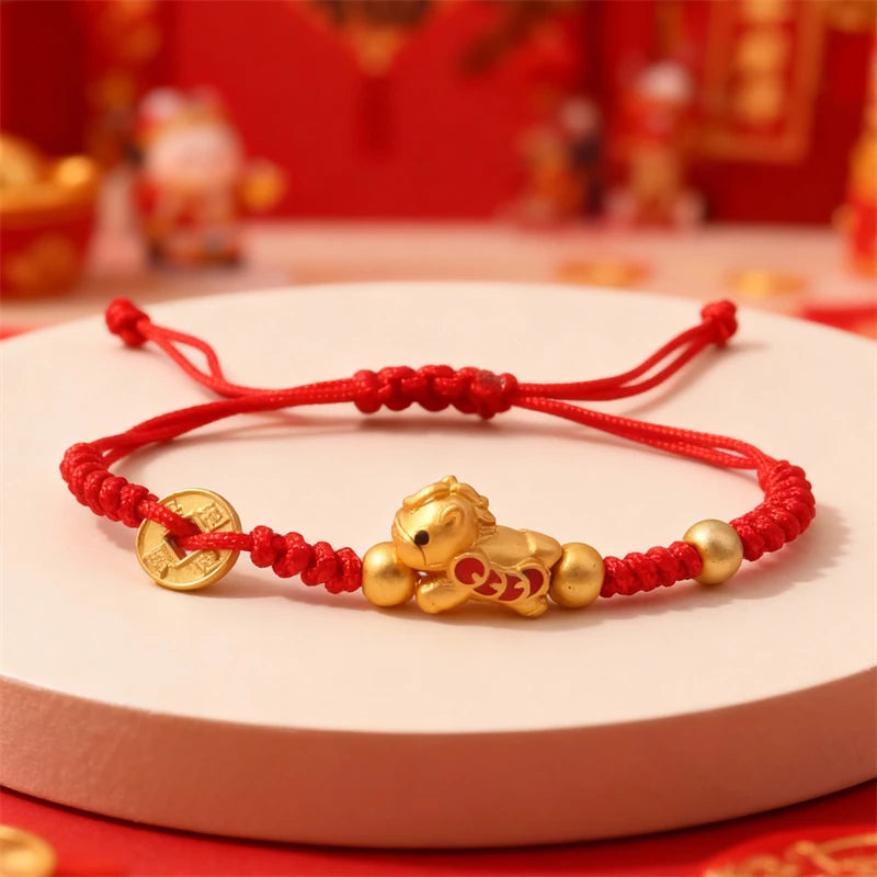 2026 Horse Year Red Lucky Braided Rope Bracelet For Women Chinese Style Horse Beaded Bracelets New Year Blessing Jewelry Gifts