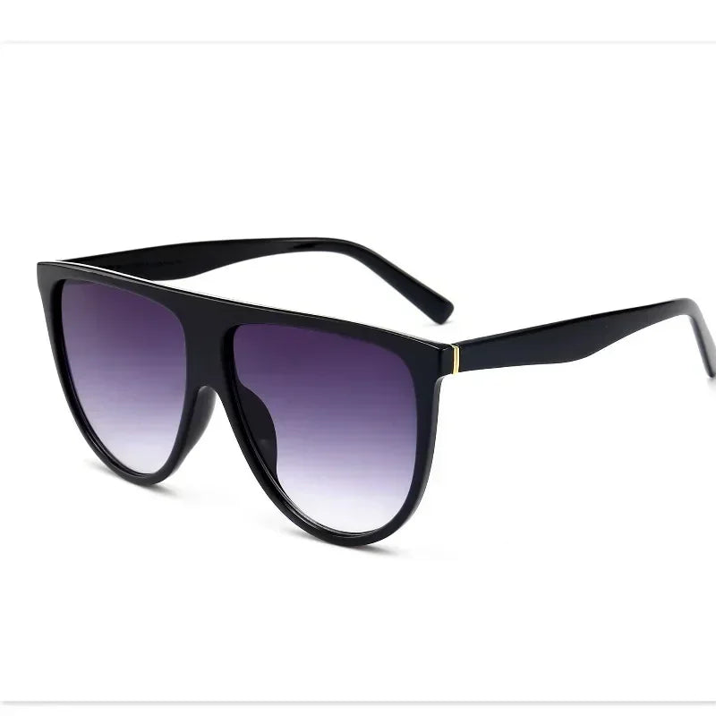 Lunettes de soleil oversize rétro pour femmes 2026 Marque Lunette Soleil Femme Grande monture à dessus plat Lunettes de créateur Teintes vintage