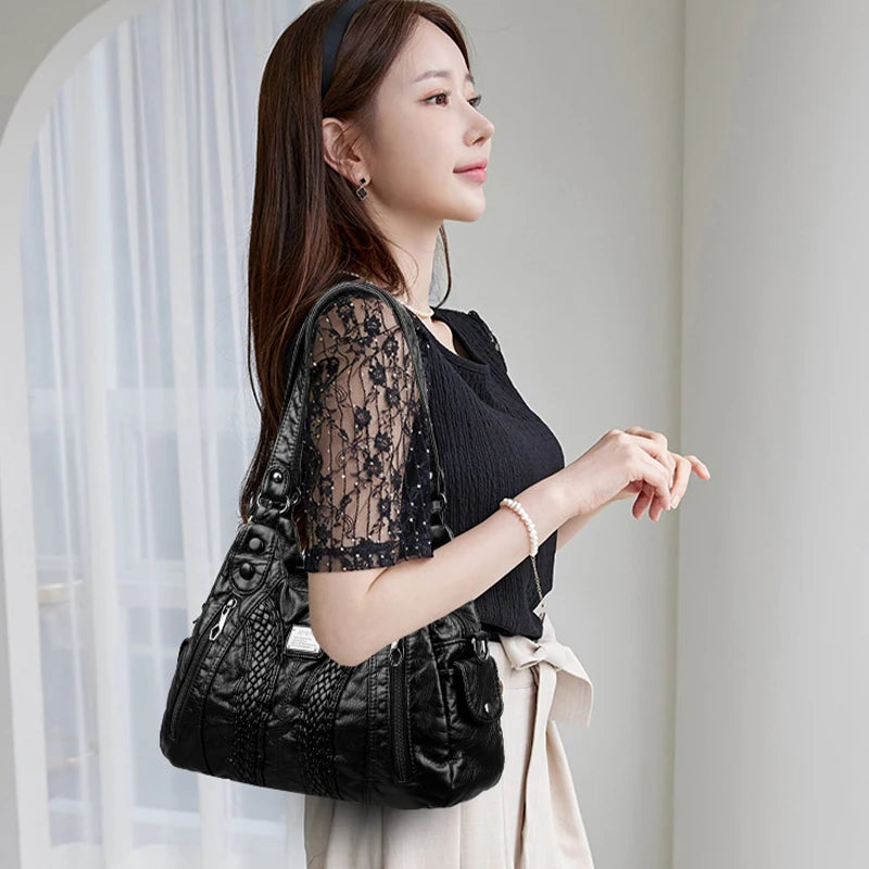 Sac à Main Femme Luxe - Tote Multi-Poches Cuir Synthétique