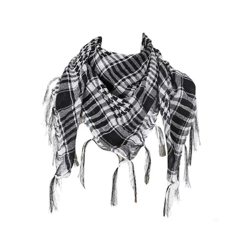 Unisex Tactical Houndstooth Scarf – Warm, Windproof, Spring-Winter
