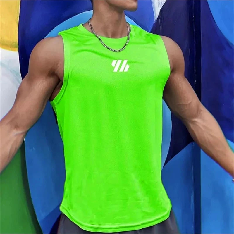 2026 newest Summer Gym Vest High Quality mesh Shirt Sleeveless T-shirts Men Tank Tops running Fitness Sports Vest men Clothing