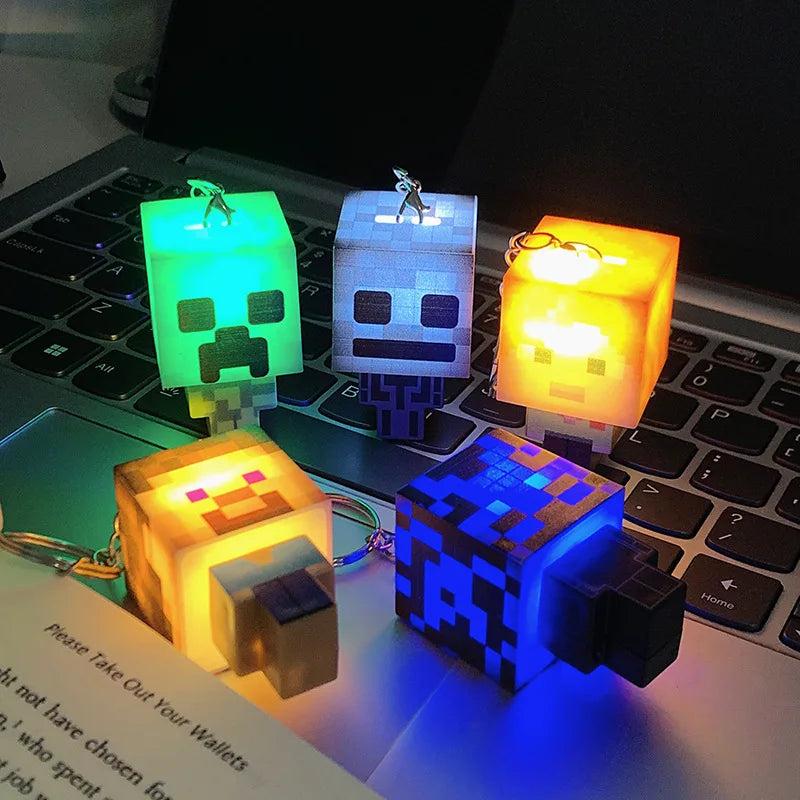 Porte-Clés Minecraft Lumineux - Mini Blocs 3D LED