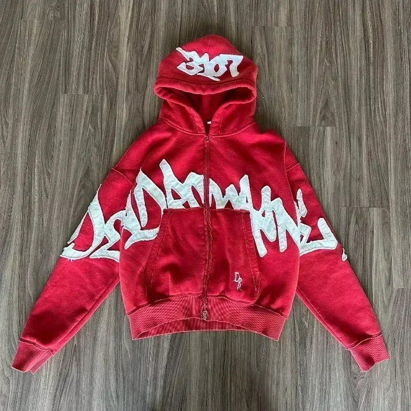 Y2K Street New Fashion Oversized Skull Print Sweater Hoodie Men Harajuku Vintage Hip Hop Popular Casual Sports Hooded Sweater