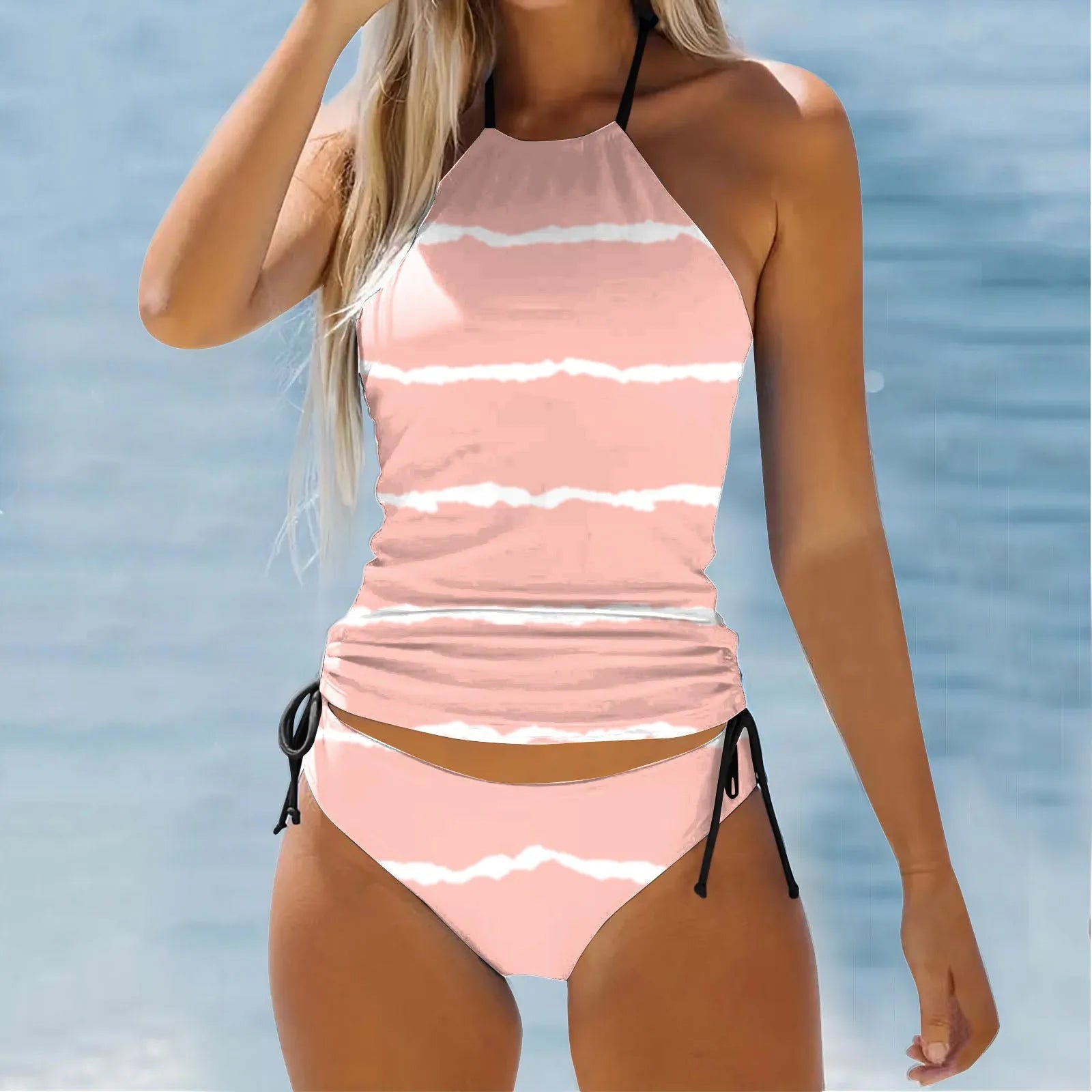Tankini 2 Pièces Femme – Maillot de Bain Tendance Col Cœur, Taille Basse