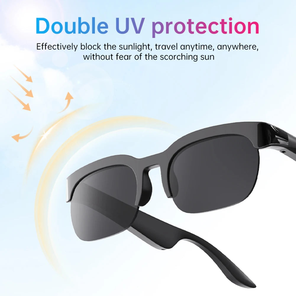 Lunettes de soleil BT avec traducteur IA, musique et appels mains libres, lunettes audio, protection UV, écouteurs de sport pour hommes et femmes