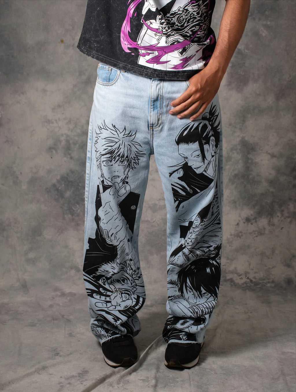 Jean Jujutsu Kaisen Streetwear mixte - Pantalon Large Harajuku Y2K