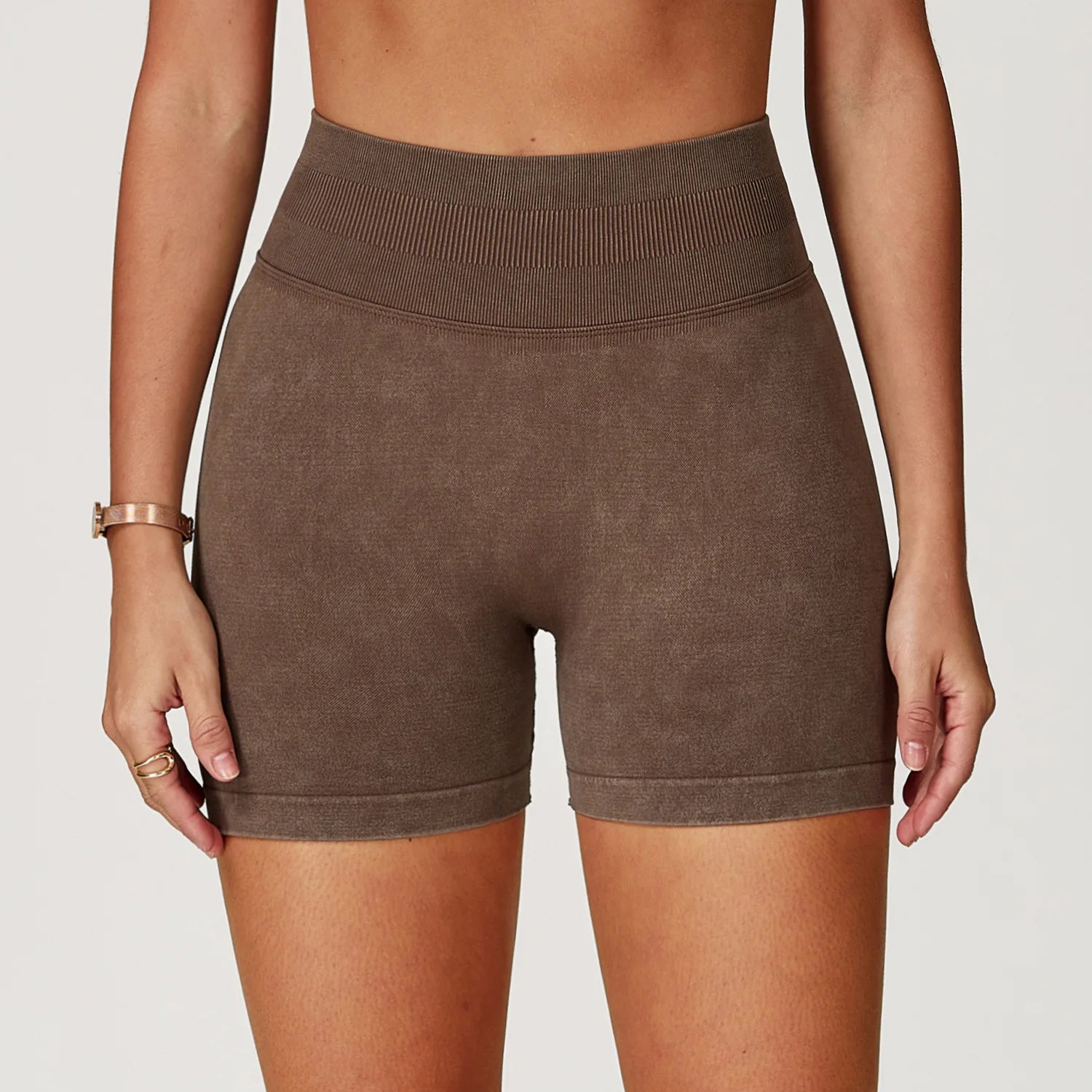 Short de yoga taille haute pour femme, délavé au sable, short de sport, short de fitness, short de course à pied, short de gym, short galbant