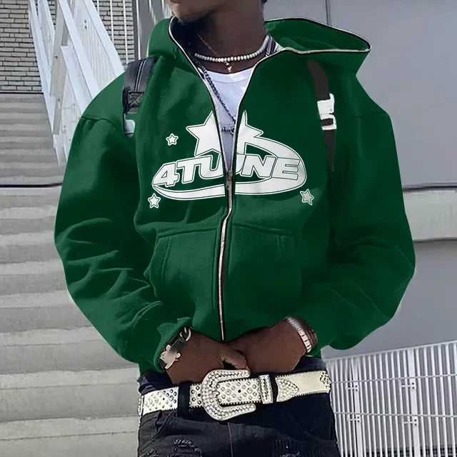 Hoodie Zippé Hip Hop Streetwear - Imprimé Lettres