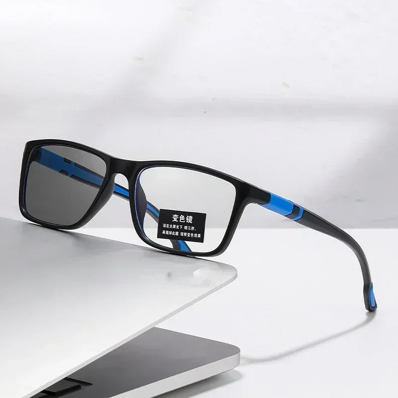 Photochromic Anti Blue Light Outdoor Sports Cycling Ultra Light High-definition Color Changing Myopia Glasses 0 -0.5 -0.75 -1.25q