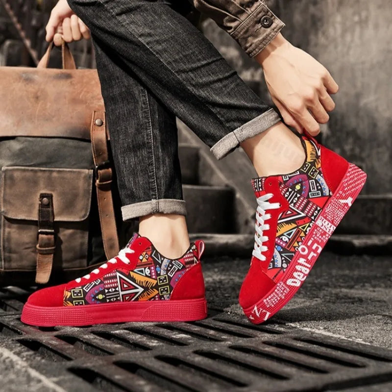 Baskets Graffiti Streetwear Homme - Sneakers Casual Plateforme