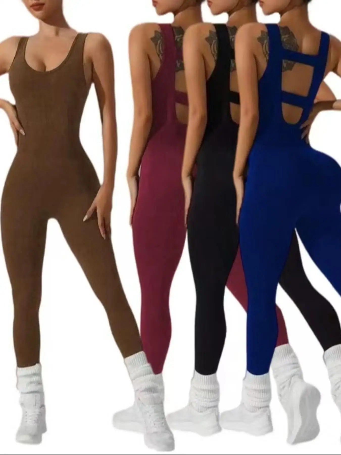 Women's vest trousers jumpsuits - sexy hollow vest design - elastic and soft yoga running suit