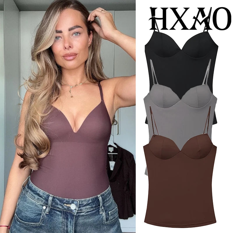 Crop Top Corset Femme - Bustier Dos Nu Noir