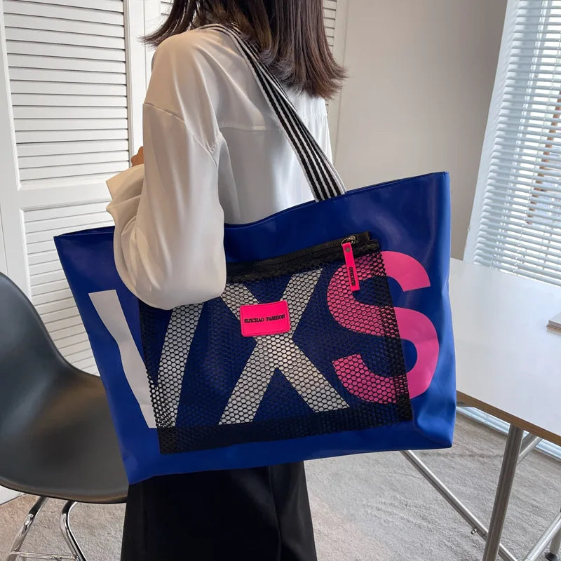 Tote Bag Nylon Waterproof – Grand Sac Femme Zippé Multi-Poches