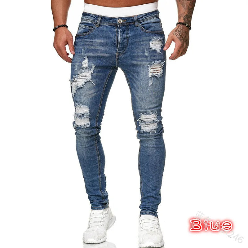 Men's Stretch Straight Leg Jeans – Casual Streetwear Denim for All Seasons