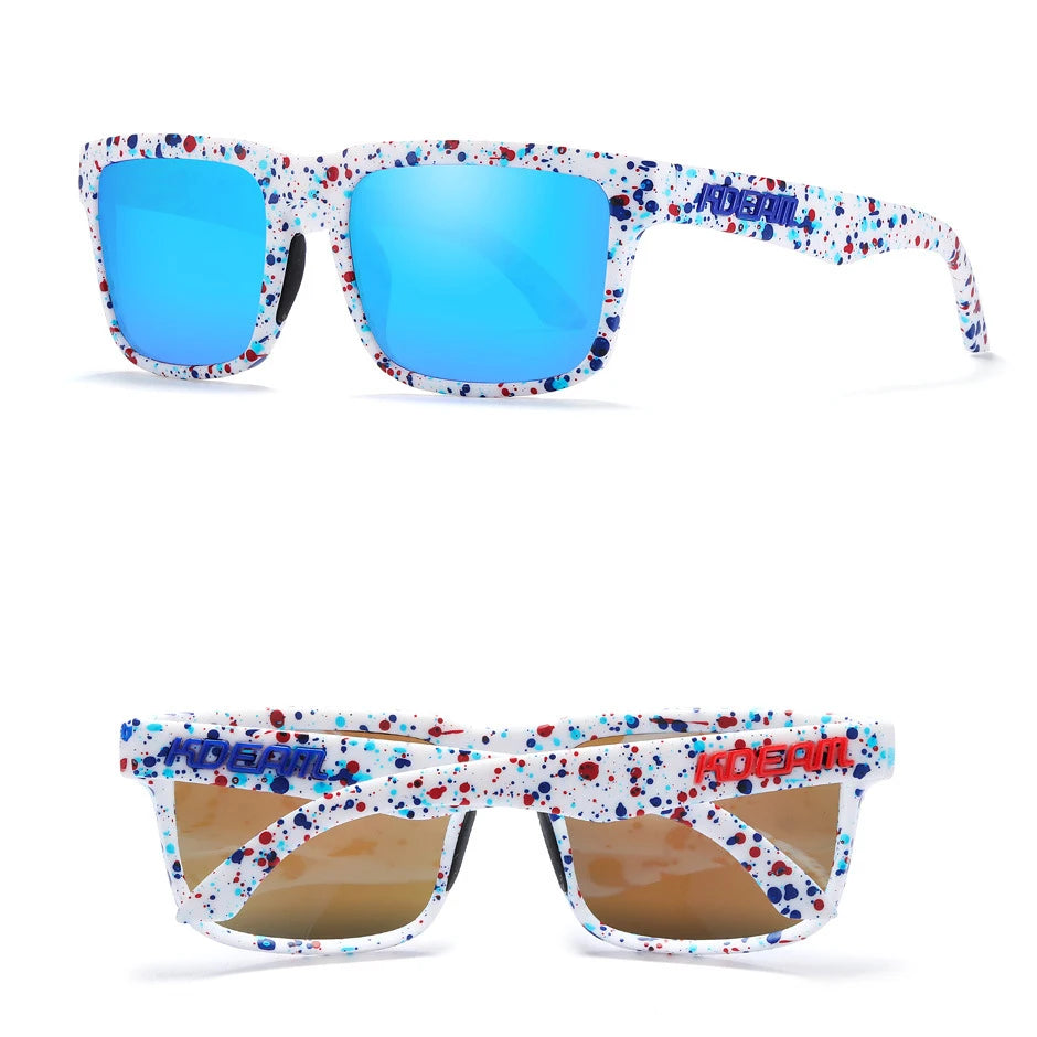 KDEAM Polarized Square Sunglasses — Colorful Lens + Hard Case