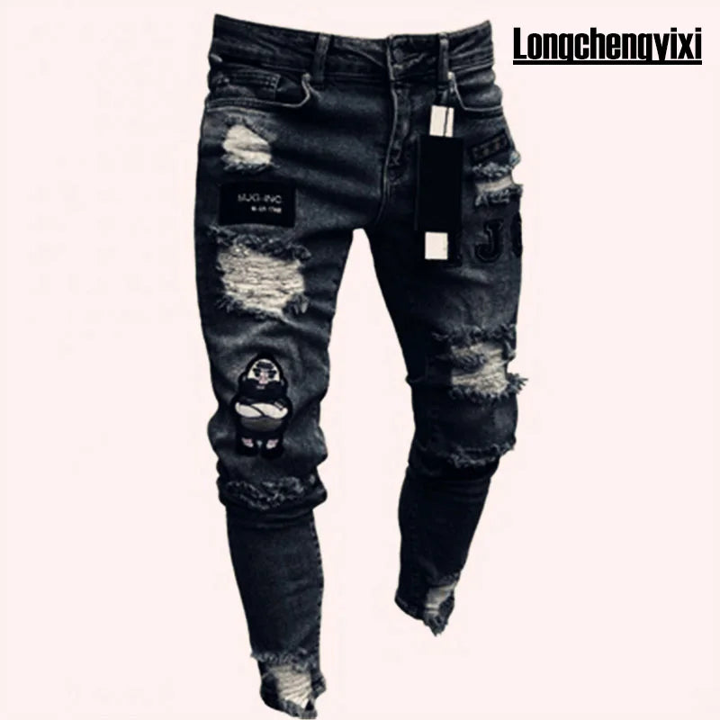 Men's Stretch Straight Leg Jeans – Casual Streetwear Denim for All Seasons