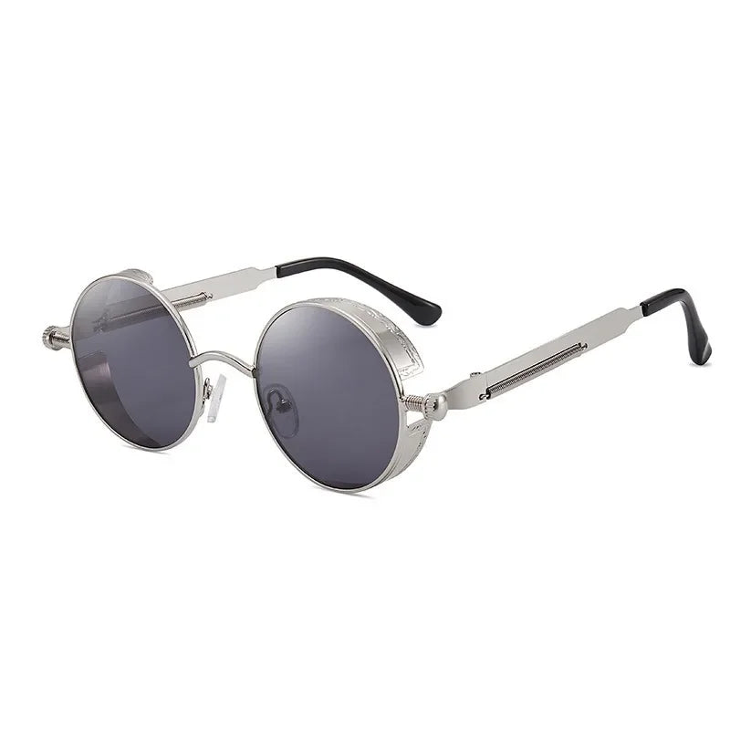 Lunettes de soleil steampunk classiques hommes femmes rétro gothique rond lunettes de soleil pour hommes mode punk fête conduite lunettes de soleil