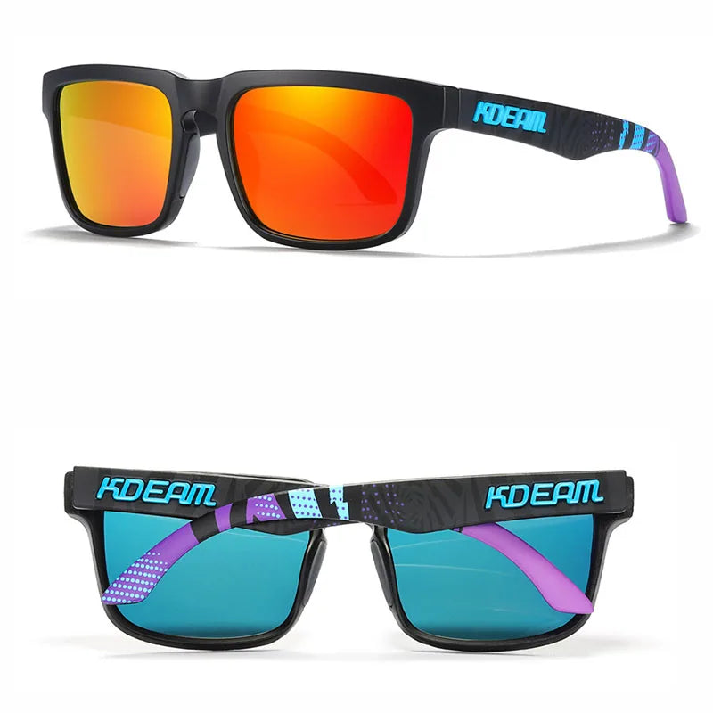 KDEAM Polarized Square Sunglasses — Colorful Lens + Hard Case