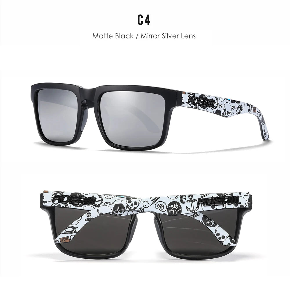 KDEAM Polarized Square Sunglasses — Colorful Lens + Hard Case