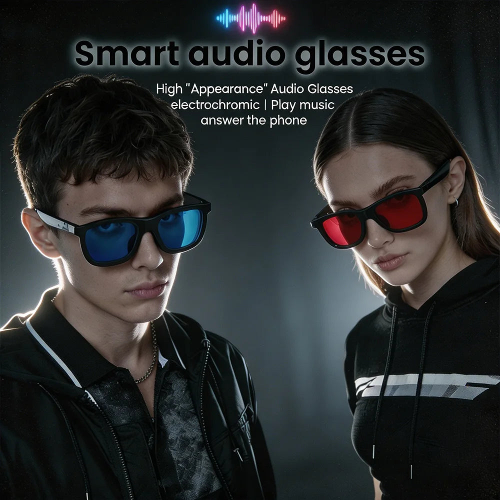 Nouvelles Lunettes Audio Intelligentes Bluetooth Lunettes de Soleil Commande Tactile Verres Photochromiques Double Micro Annulation du Bruit Son Clair Appels Mains Libres