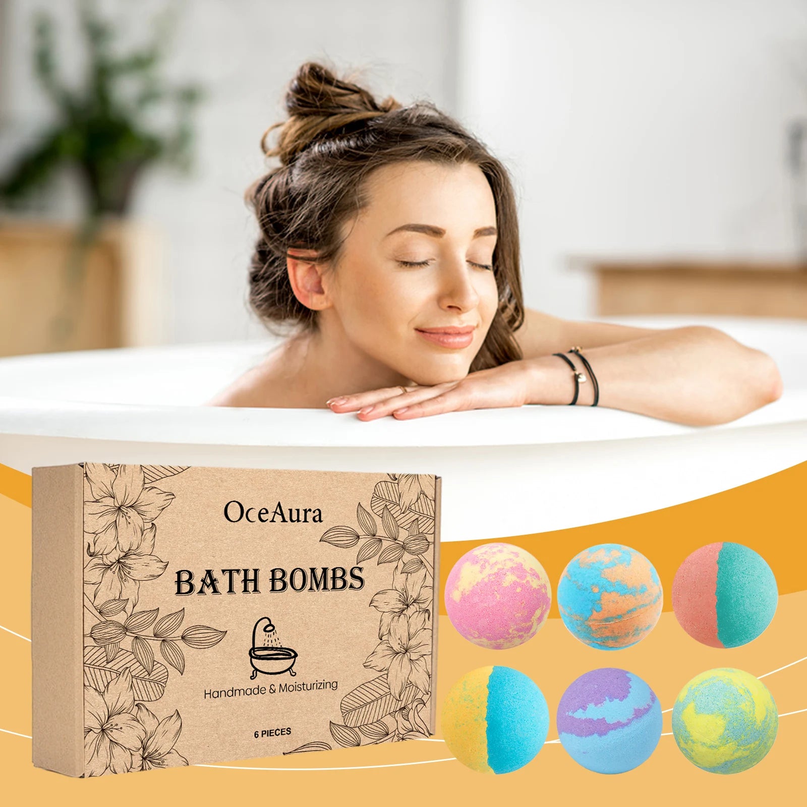 Floral Bath Bomb Gift Set – Gentle Cleanser, Moisturizer & Long-Lasting Fragrance