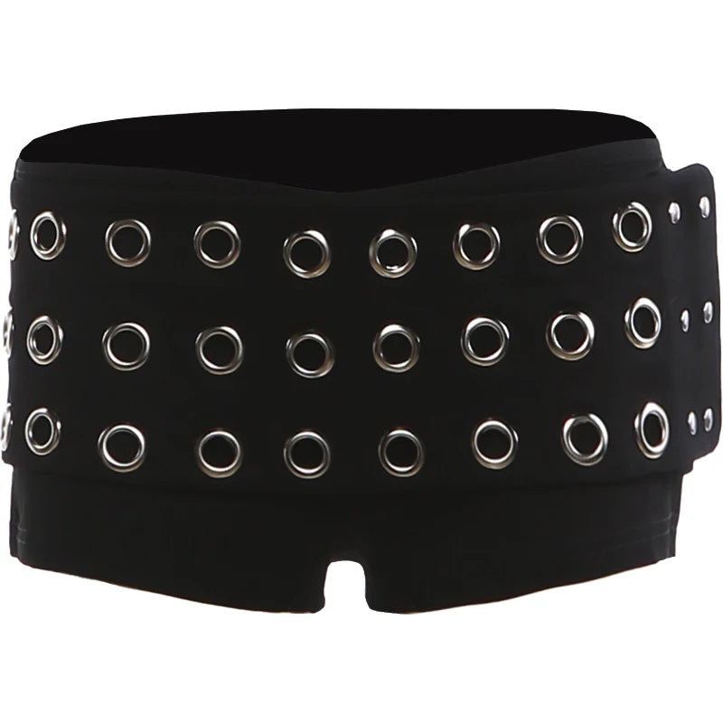 Women's Sexy Rivet High Street Shorts – Stretch Clubwear, Mid-Rise