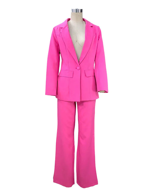 BAMBOOBOY Ensemble 2 Pièces Élégant Blazer à Manches Longues et Pantalon pour Femme Printemps Automne Classique Tenue de Rue OL