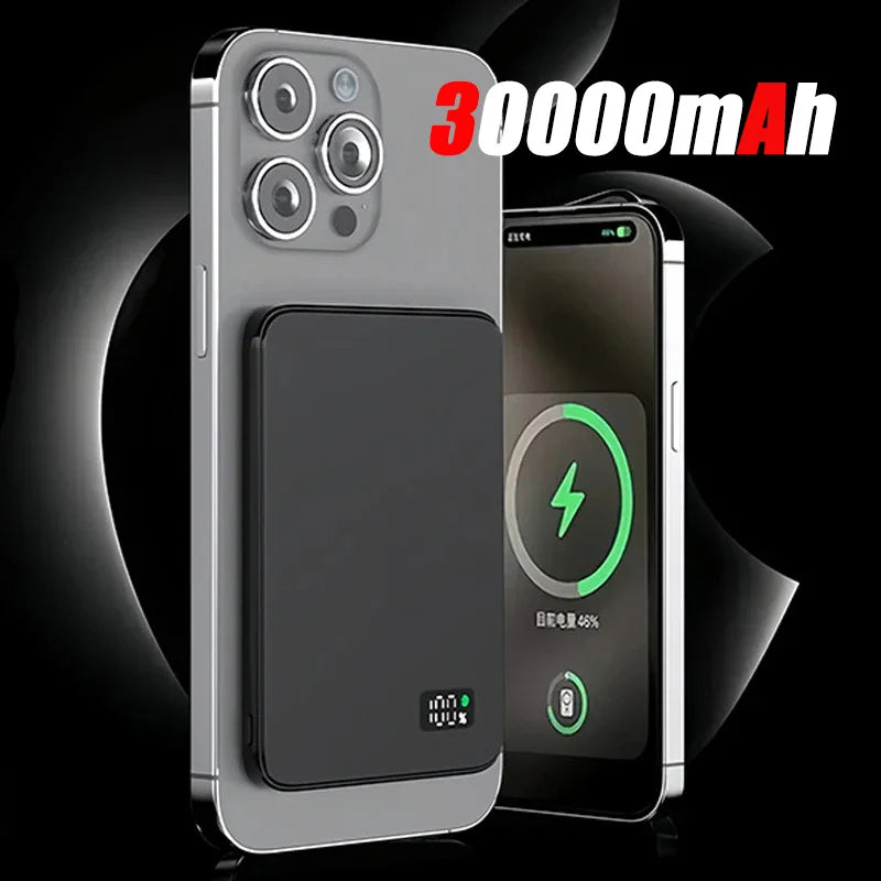 For IPHONE Ultra-thin 500000mAh Mobile Power Bank MagSafe Magnetic Wireless Fast Charging Portable Electronic Display For iPhone
