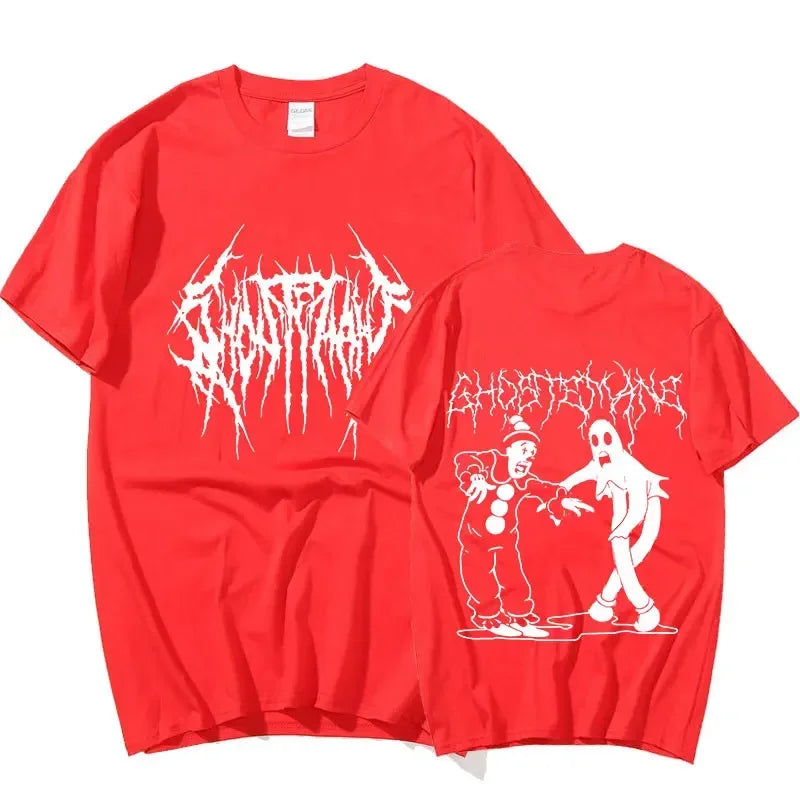 Men Women Print T-shirt Fashion Hip Hop Metal Gothic Rock T Shirt Loose Streetwear Summer Loose Sport T Shirt Y2K Short Sleeve