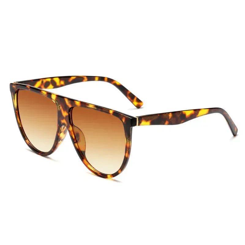 Lunettes de soleil oversize rétro pour femmes 2026 Marque Lunette Soleil Femme Grande monture à dessus plat Lunettes de créateur Teintes vintage