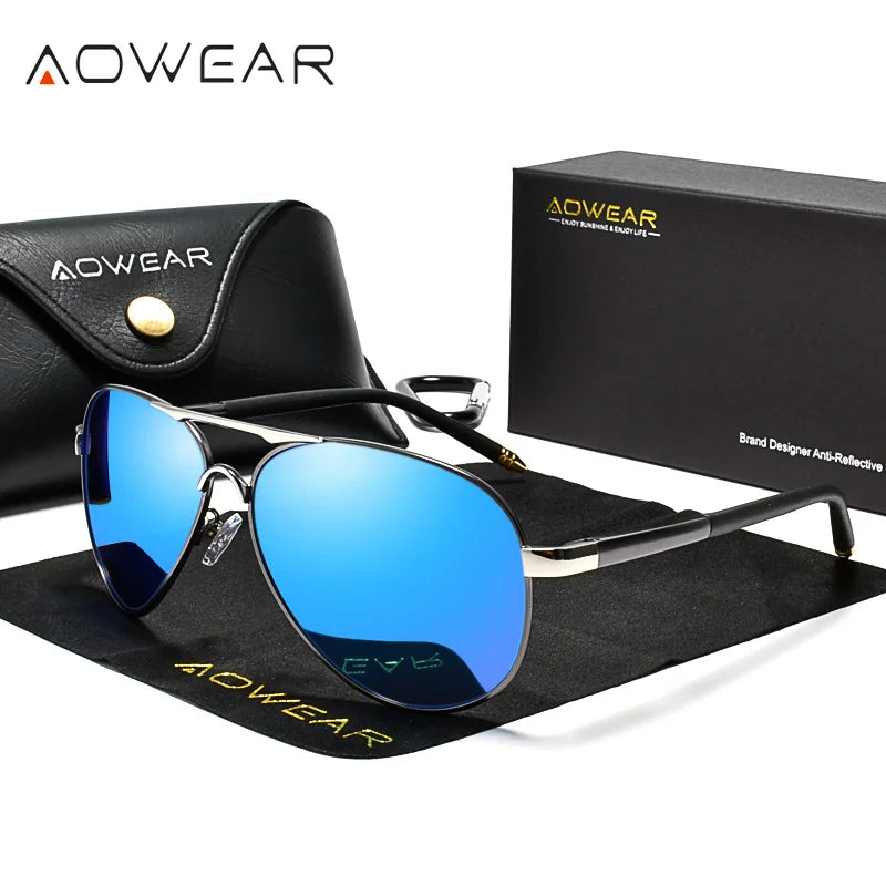 Lunettes de soleil aviateur AOWEAR – Polarisées Miroir UV400 Homme