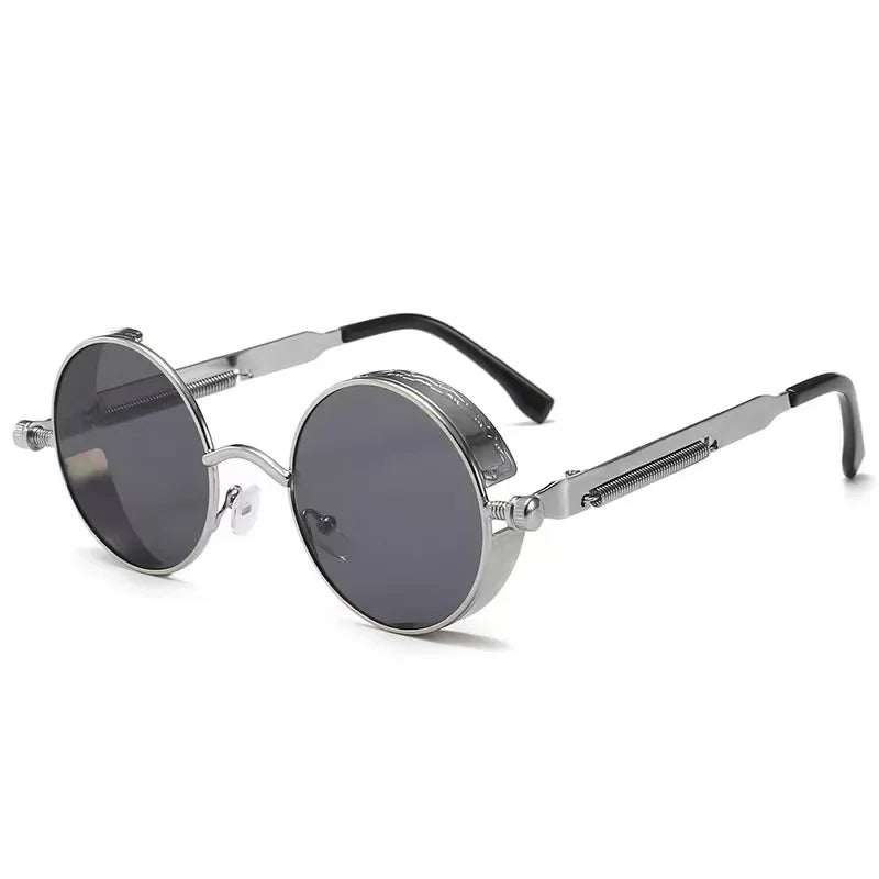 Lunettes de soleil steampunk classiques hommes femmes rétro gothique rond lunettes de soleil pour hommes mode punk fête conduite lunettes de soleil