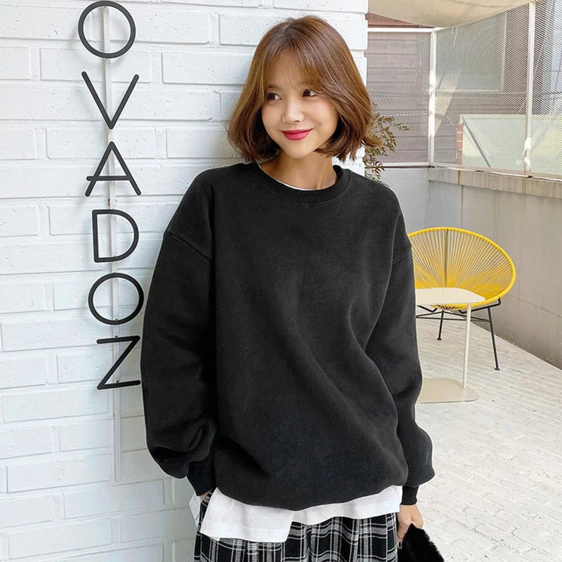 Sweat Femme Col Rond Fleece - Pull Chaud Confortable Streetwear