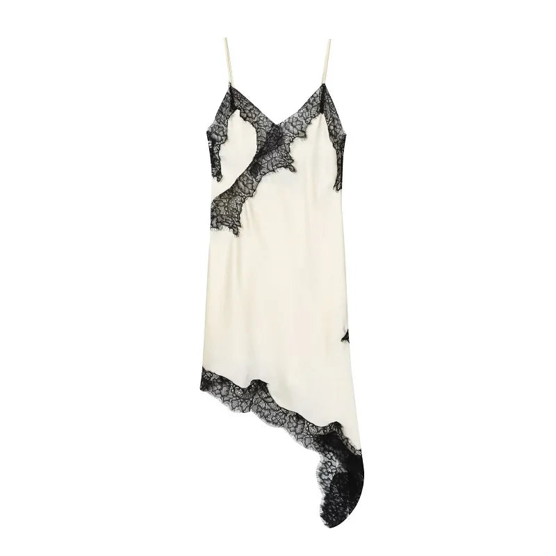 Lace Slip Mini Dress Women Satin Backless Summer Dress Woman Asymmetric Party Women's Dress Sexy Beach Dresses for Women