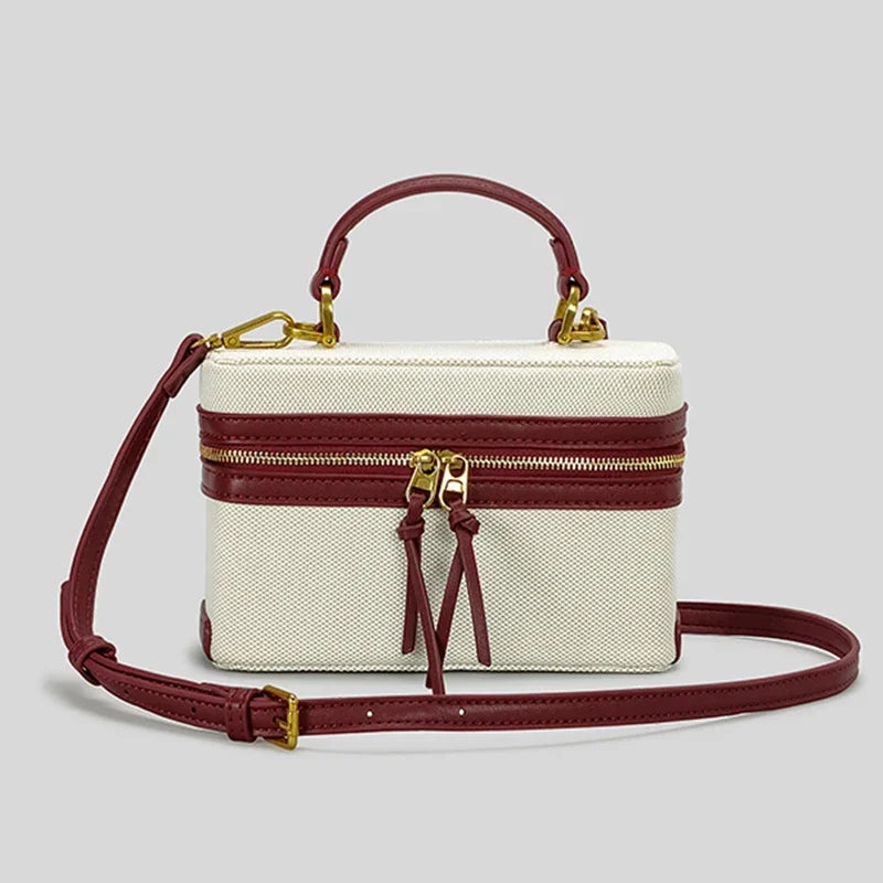 Women's Canvas Box Handbag – Fashion Style Rigid Shoulder Bag