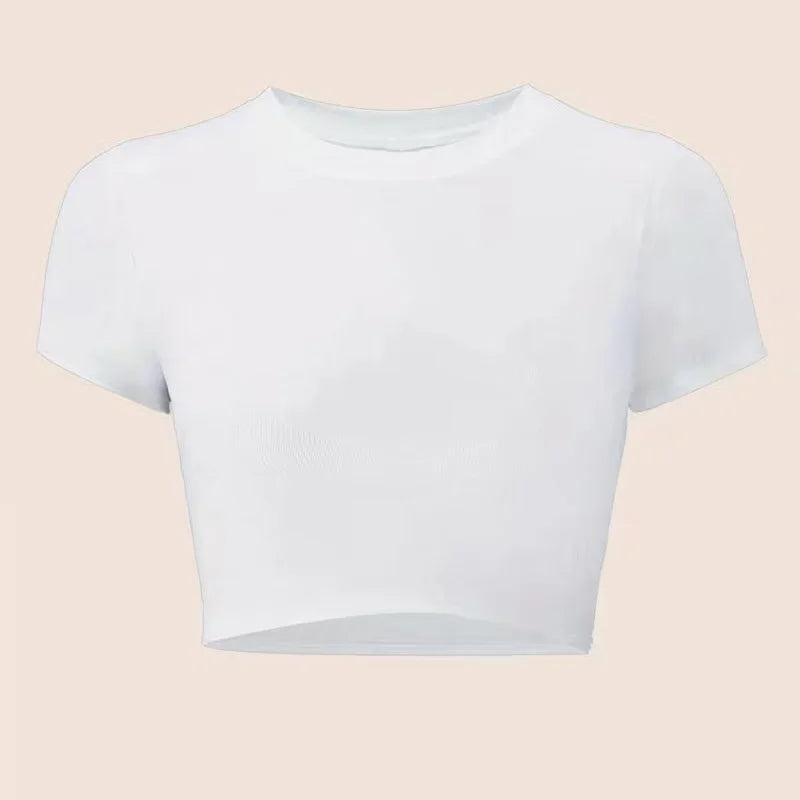 Y2K Style Crop Tops with Letter KARMA Print Women's Sexy Short Sleeve Tshirt Spring Summer Crew Neck Cropped T Shirt Clothes