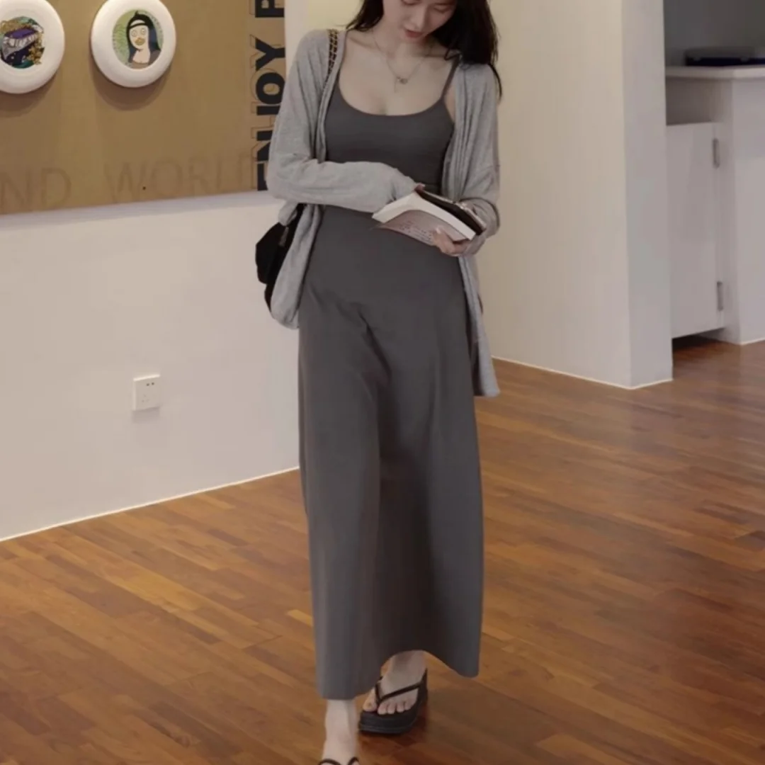 Robe longue dos nu à fines bretelles pour femme – Coupe ajustée sexy