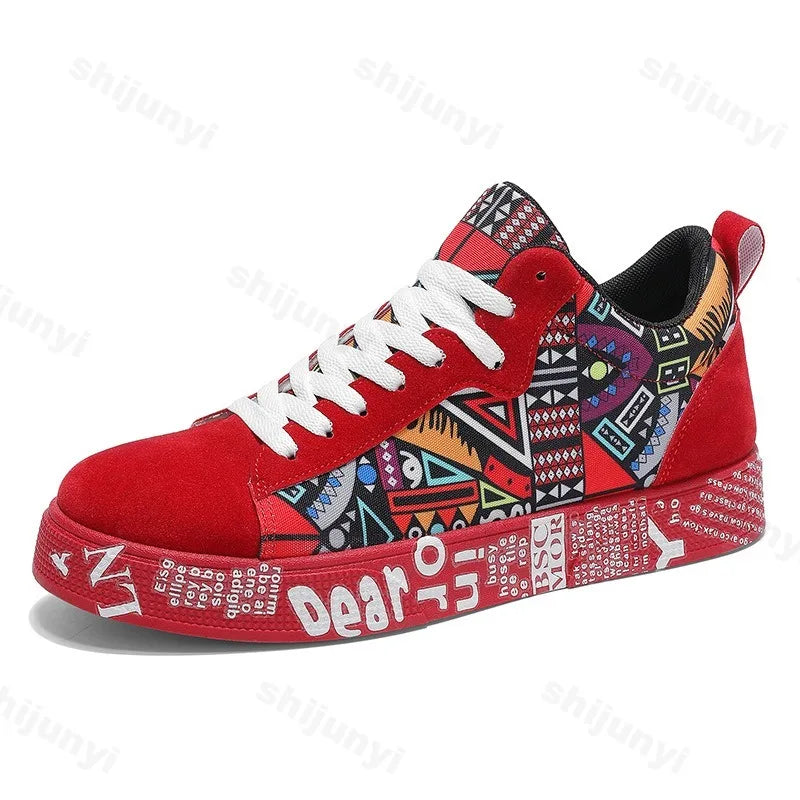 Baskets Graffiti Streetwear Homme - Sneakers Casual Plateforme