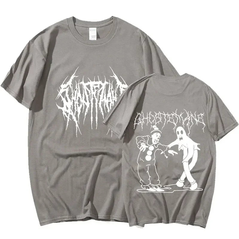 Men Women Print T-shirt Fashion Hip Hop Metal Gothic Rock T Shirt Loose Streetwear Summer Loose Sport T Shirt Y2K Short Sleeve
