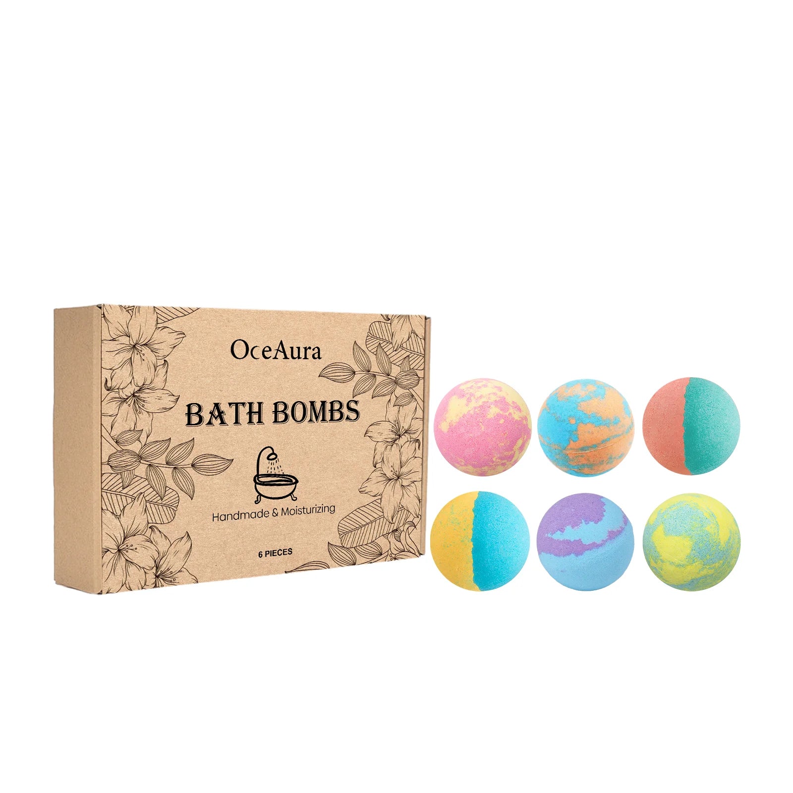 Floral Bath Bomb Gift Set – Gentle Cleanser, Moisturizer & Long-Lasting Fragrance