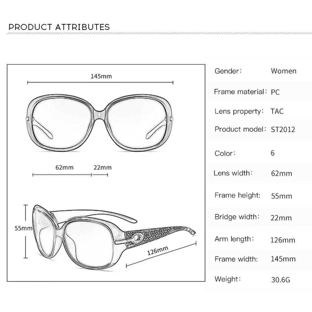Polarized Women's Sunglasses Brand Designer Sun Glasses Fashion Classic Big Frame Glass Female Vintage Oculos De Sol