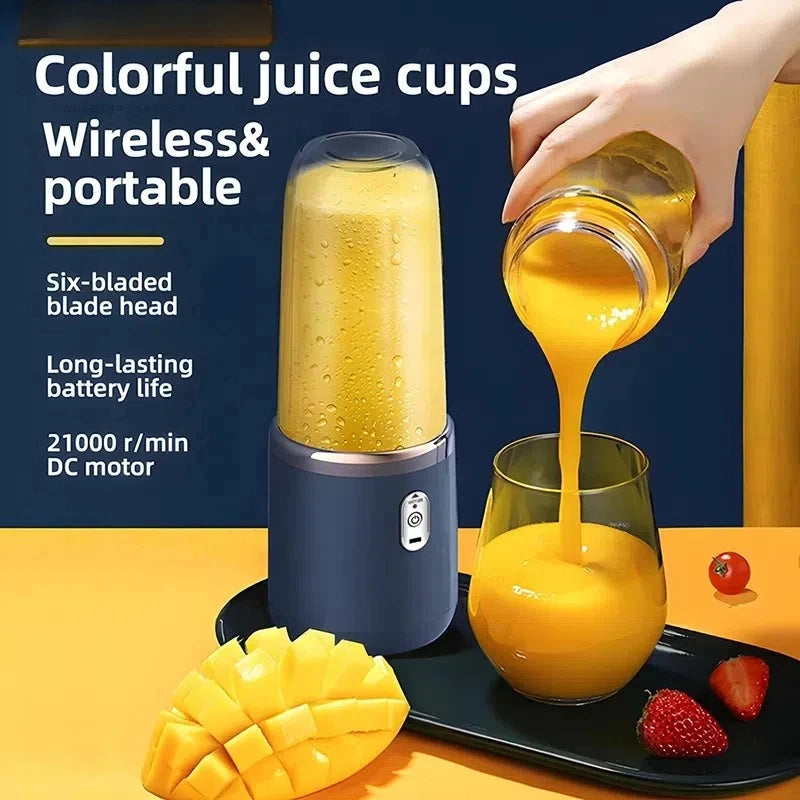 Blender Portable Électrique 6 Lames - Mixeur USB Rechargeable pour Smoothies et Jus