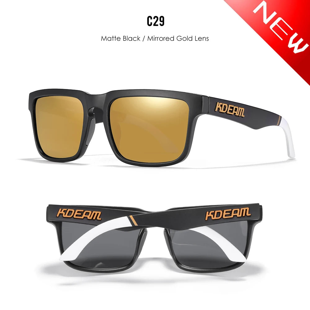 KDEAM Polarized Square Sunglasses — Colorful Lens + Hard Case