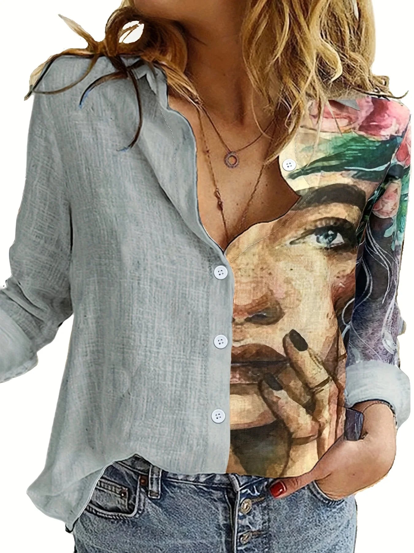 Women's High Neck Long Sleeve Top – Elegant Vintage Style