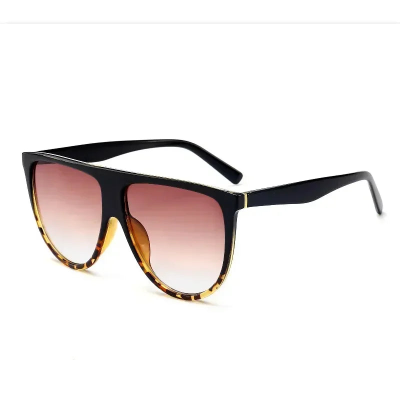 Lunettes de soleil oversize rétro pour femmes 2026 Marque Lunette Soleil Femme Grande monture à dessus plat Lunettes de créateur Teintes vintage