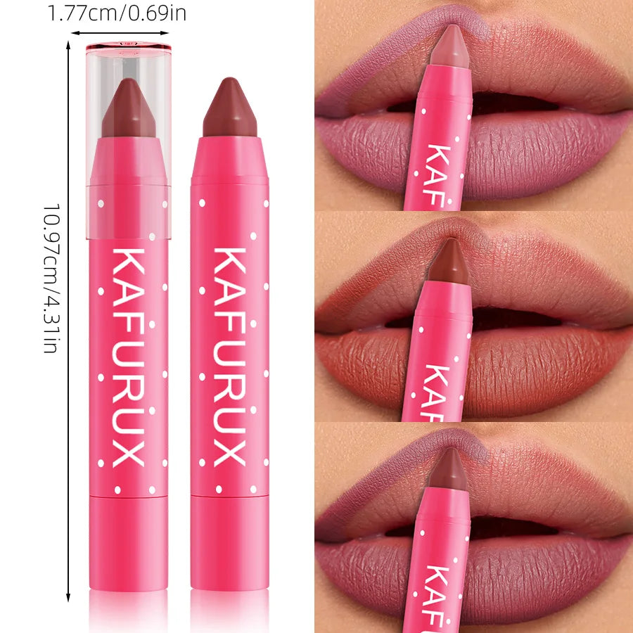 15 Colors Lipstick Pencil Waterproof Sexy Red Matte Contour Tint Lipstic Pen Long-lasting Lipliner Pen Non-stick Cup Lip Makeup