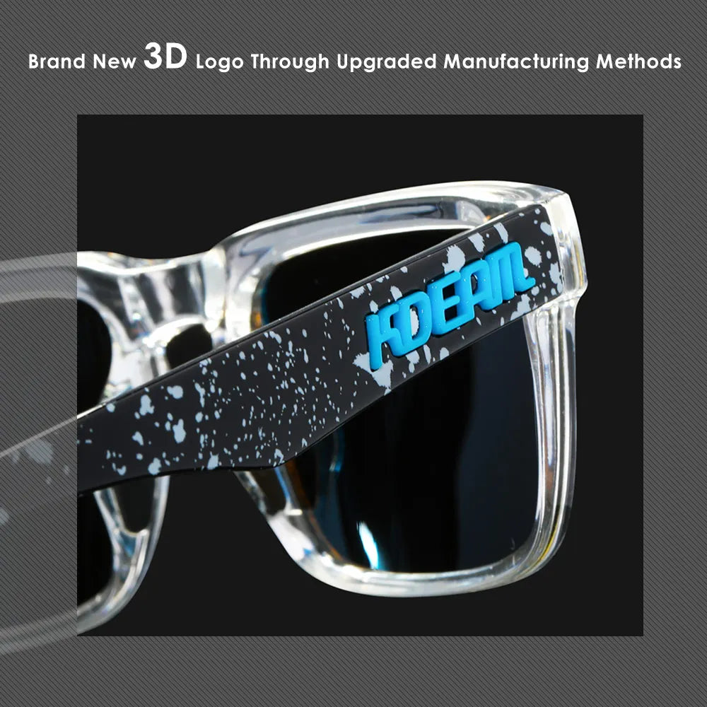 KDEAM Polarized Square Sunglasses — Colorful Lens + Hard Case