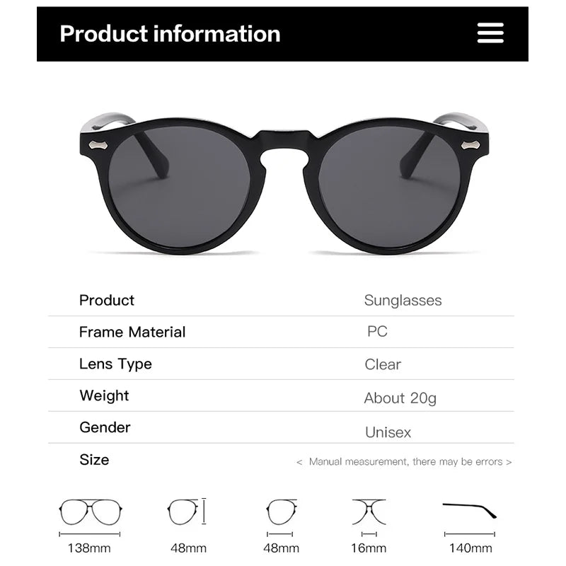Classic Round Sunglasses Polarized Man Fashion Rivet Frame Vintage Leopard Glasses For Woman UV400 Anti-Glare lunettes de soleil