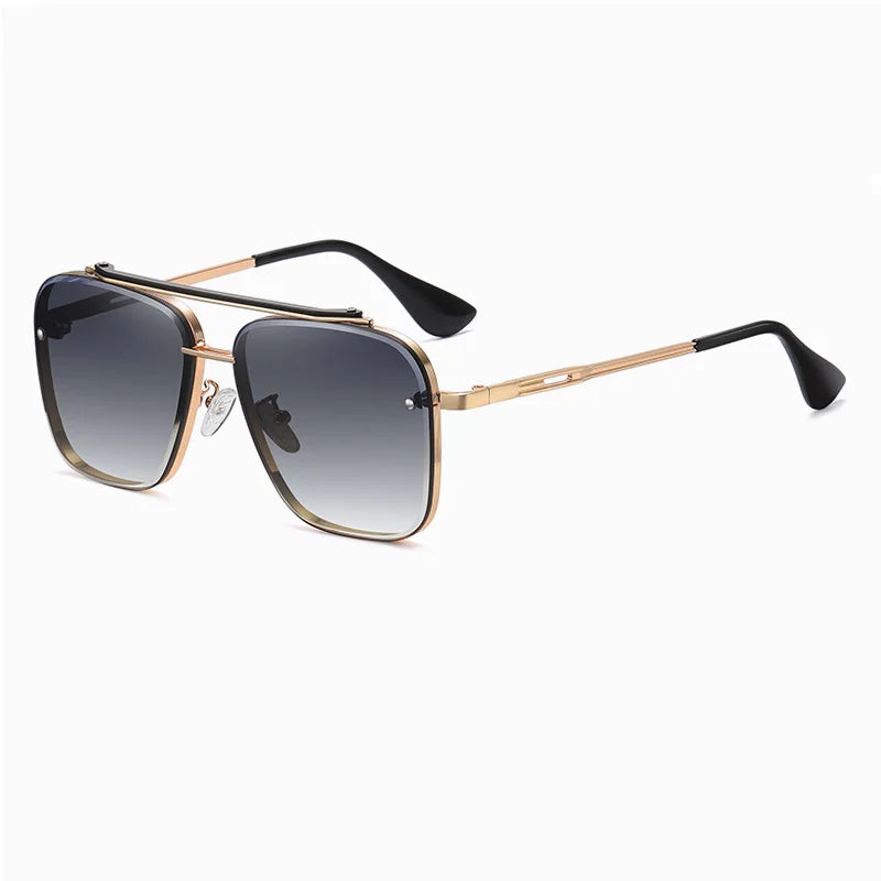 Nouvelles Lunettes de Soleil Dégradées pour Hommes, Monture Métallique Tendance, Grande Taille, Design de Marque, Luxe, Lunettes de Soleil Homme